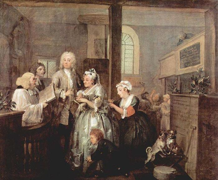 William Hogarth A Rake's Progress - Marriage oil painting image